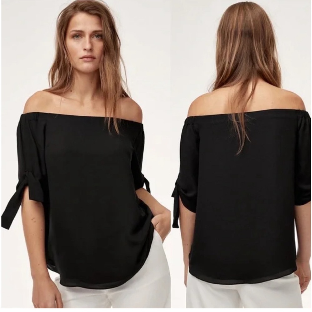 Aritzia Babaton Black Off Shoulder Blouse - xxs